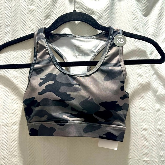 SHADOW SPORT Gray Camouflage Racerback Sports Bra with Elastic Support - Picture 1 of 2